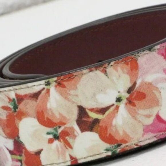 GG Plus Monogram Blooms Plaque Beige Multicolor Dry Rose Belt Size 90/36 - Picture 8 of 15